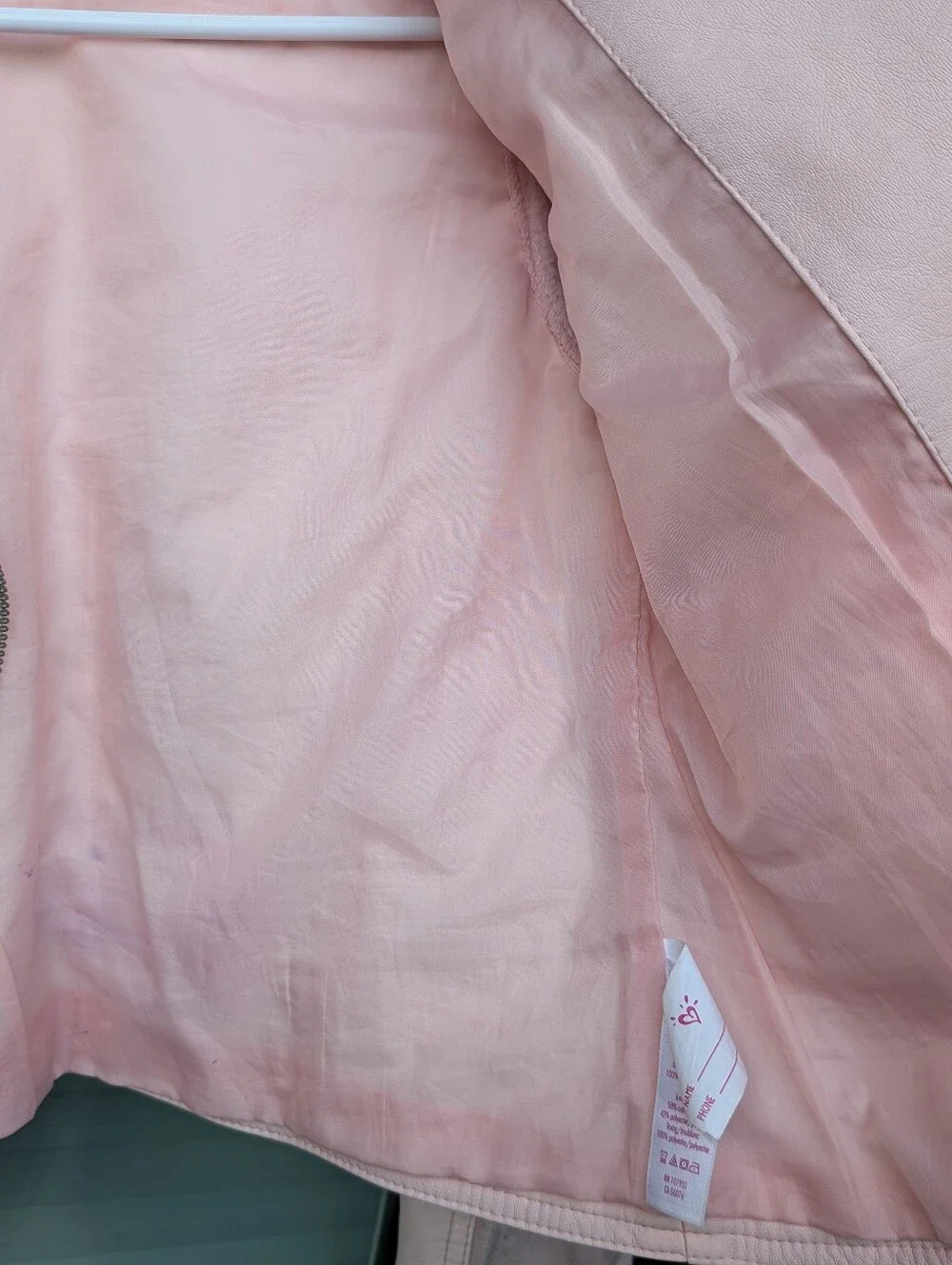 Justice Light Pink Faux Leather Moto Jacket